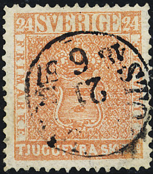 5c  24 sk bco orangeakt. röd STOCKHOLM 21.6.1857