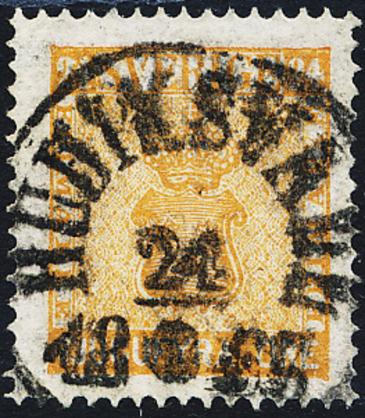 10  24 öre Vapen orange HUDIKSVALL 26.x.1865