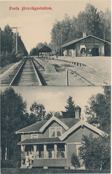 PORLA Järnvägsstation, tvåbildskort