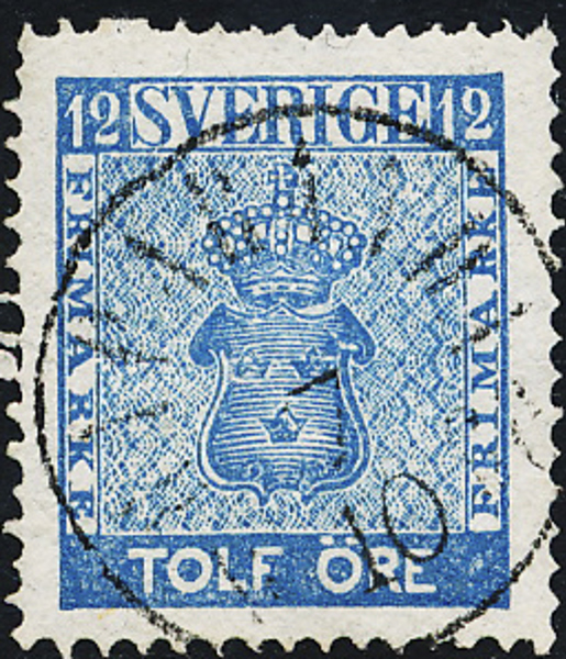 9 12 öre Vapen blå HAPARANDA 7.10.1866