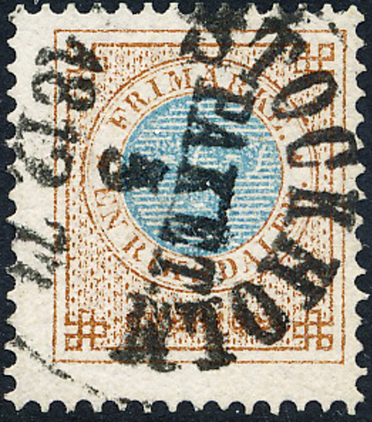 37 1 Rd Ringtyp t13 brun/blå STOCKHOLM PAKET 5.12.1877