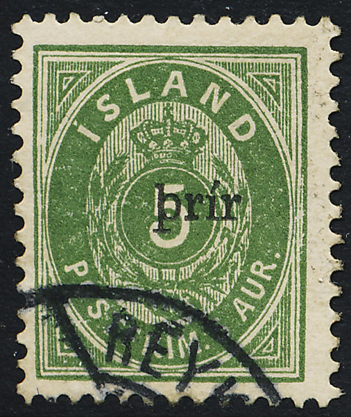 ISLAND F36 t.12 3/4 Påtryck - Prir i liten stil