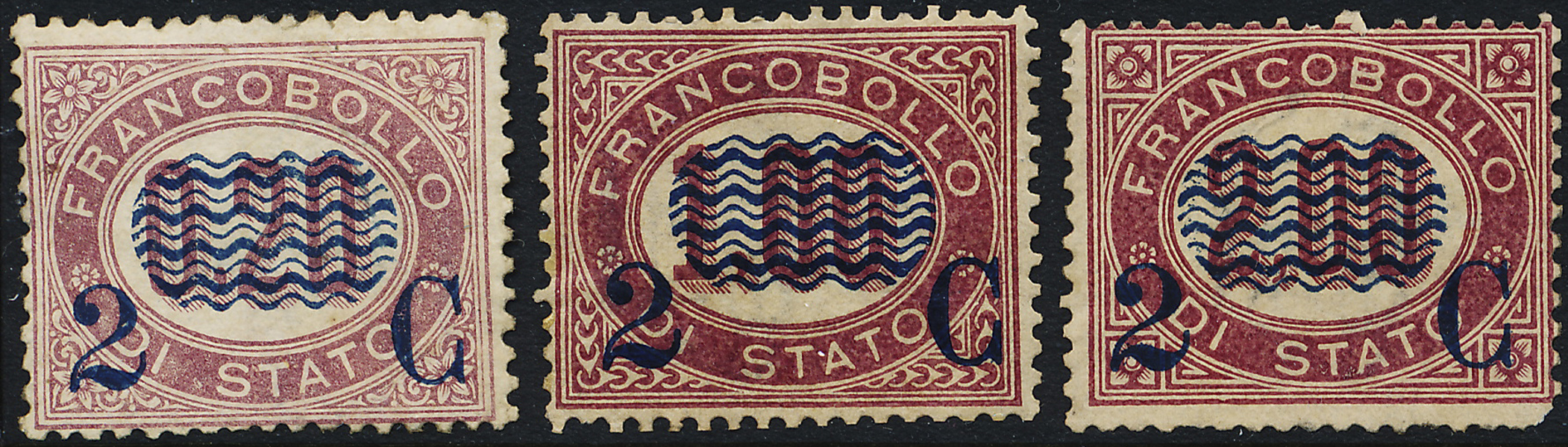 ITALIEN Mi 31,33,34 Påtryck på tjänsts 2 C på 0,20, 1,00 & 2,00