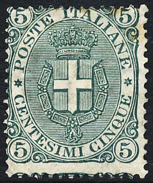 ITALIEN Mi 60 Vapen 5 C grön * vitt papper, ostämplat