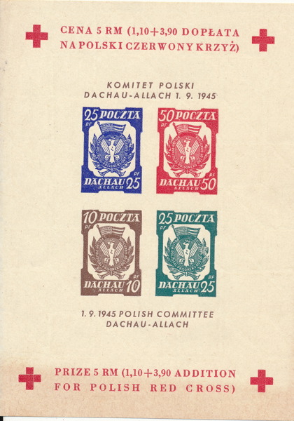POLEN Block Röda Korset 1945 Dachen - Allach 1.9.1945