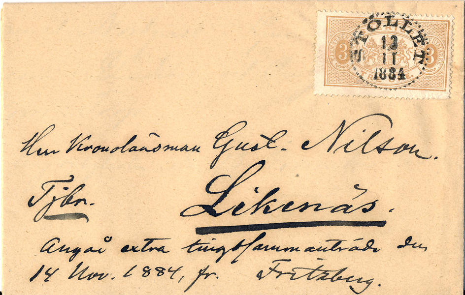 TJ 12 STÖLLET 12.11.1884 på brev till Likenäs