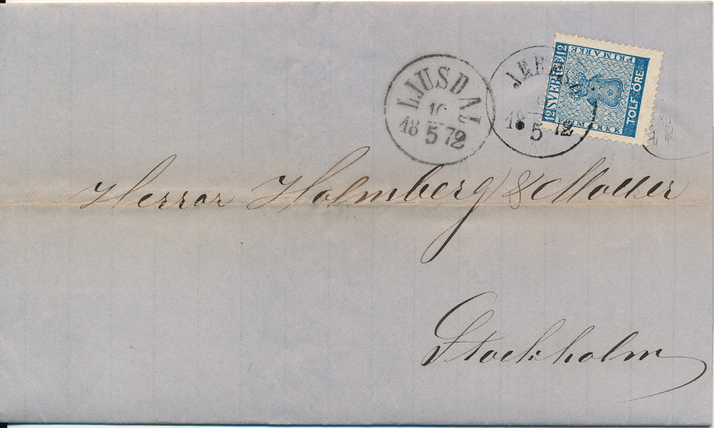F9 JEFSÖ 9.5.1872 (tidig) via LJUSDAL 10.5.1872 till Stockholm