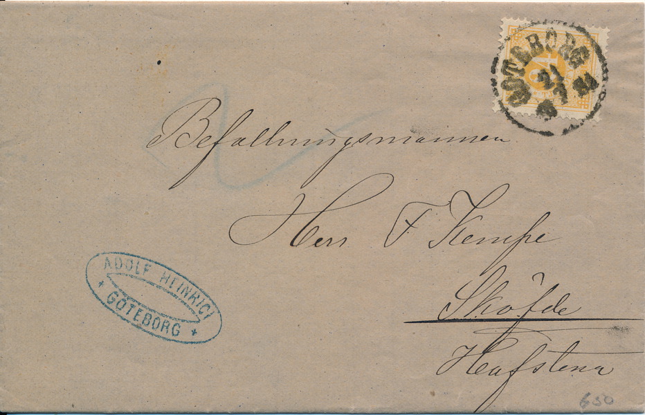 F34 GÖTEBORG 21.7.1881 på brev till Skövde