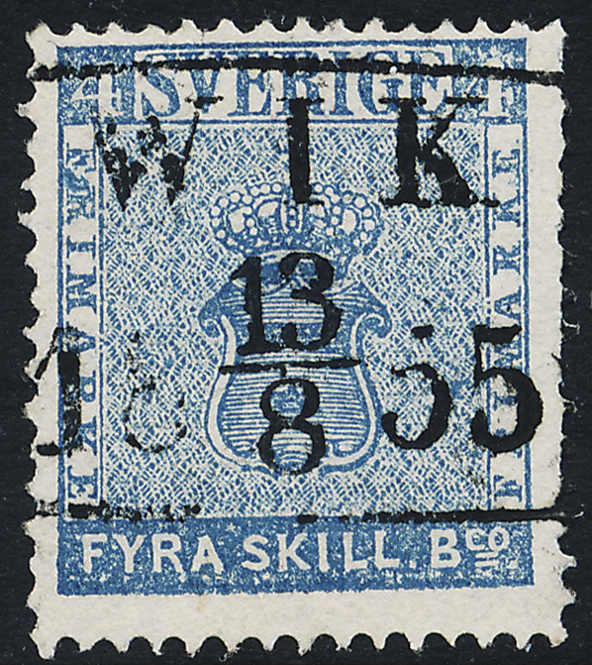 F2a1 4 sk bco blå WIK 13.8.1855 - Lyxstämpel