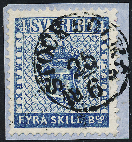 F2n1 4 sk bco mörkblå STOCKHOLM 25.6.1858 - Brevklipp