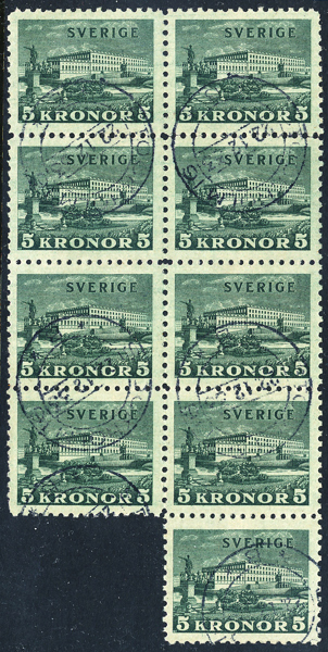 F233a Stockholm slott I i stämplat 7-block STOCKHOLM 16 22.12.33