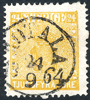 F10g1 Vapen 24 öre orangegul MOTALA 24.9.1864 med flera dubbeltänder