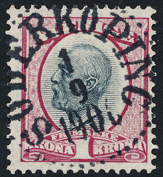 F60a Oscar II 1 krona karminrosa SÖDERKÖPING 1.9.1900