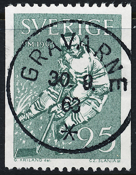 F542 Ishockey VM 25 öre grön GRAVARNE 30.9.63