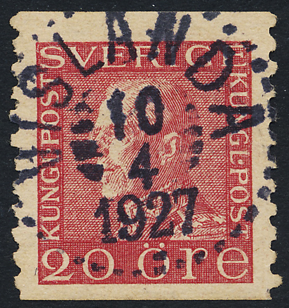F180a Profil vänster 20 öre röd VISLANDA 10.4.1927