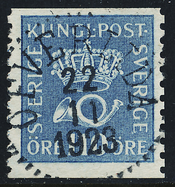 F169b Postemblem 120 öre blå ÖFVERLIDA 22.11.1923