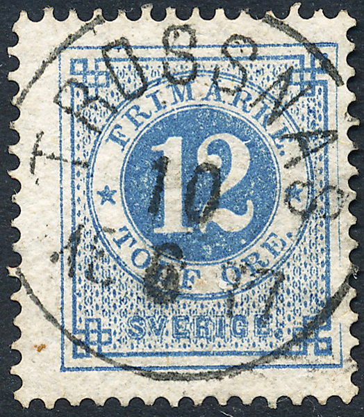F32a Ringtyp t13 - 12 öre matt ljusblå TROSSNÄS 10.6.1877
