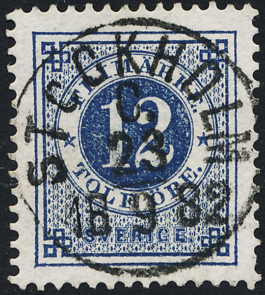F32c2 Ringtyp t13 - 12 öre djupblå STOCKHOLM C 23.9.1882
