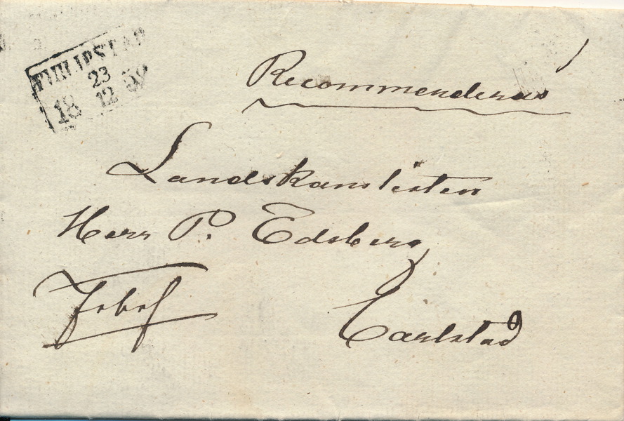 FYRKANTSTÄMPEL - PHILIPSTAD 23.12.1859 typ 4