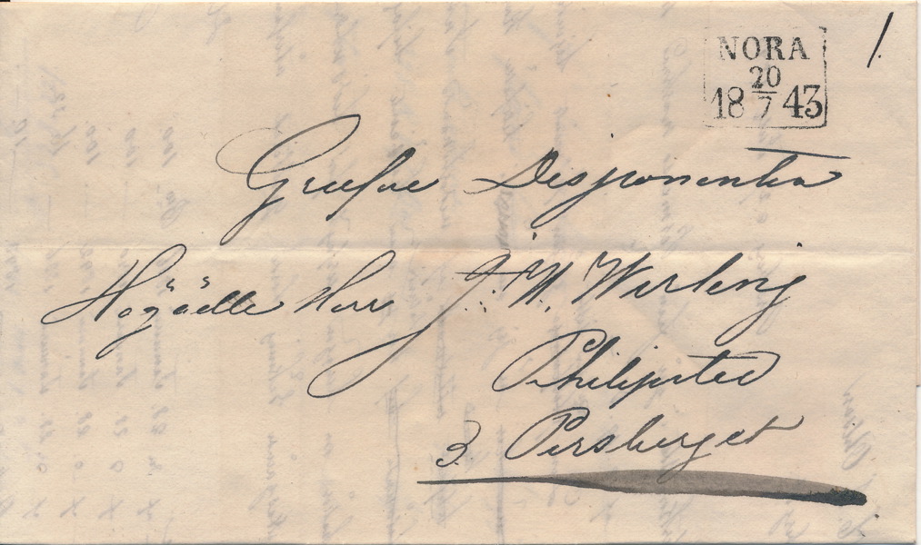 FYRKANTSTÄMPEL - NORA 20.7.1840 typ 3