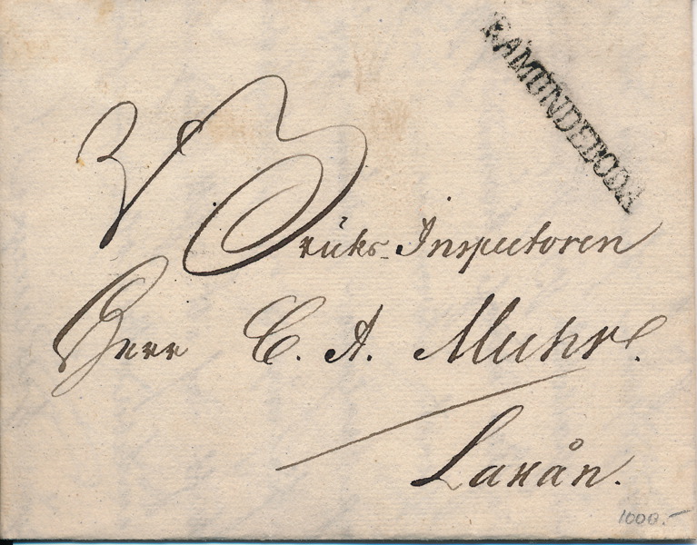 RAKSTÄMPEL - RAMUNDEBODA (1821) på brev till Laxån