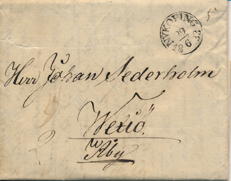BÅGSTÄMPEL - NYKÖPING 29.6.1833 typ 1