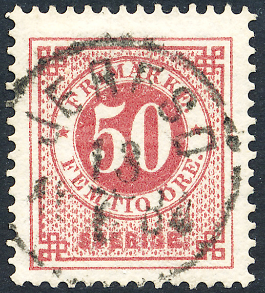 F36f Ringtyp t13 - 50 öre rosaröd JERFSÖ 28.6.1884