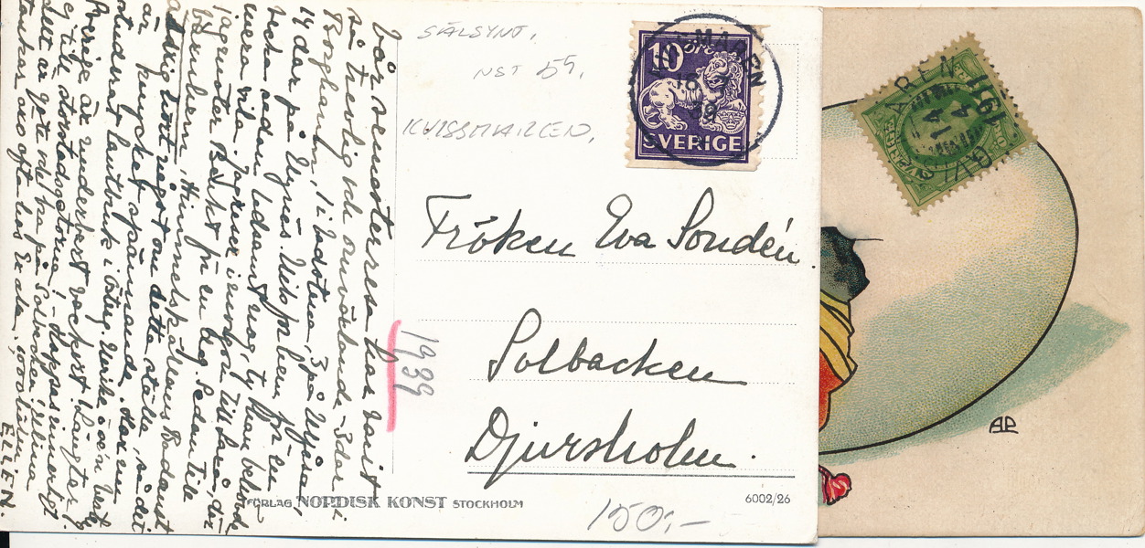 F52 QVISSMAREN 14.4.1911 & F146A KVISMAREN 16.739 på var sitt vykort