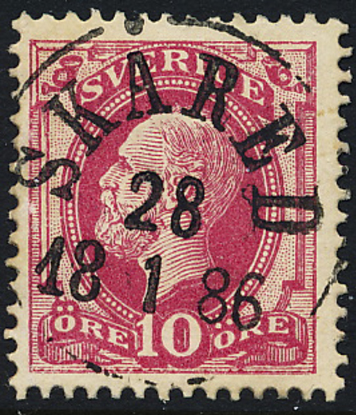 F39 SKÅRED 28.1.1886 Lyxstämpel