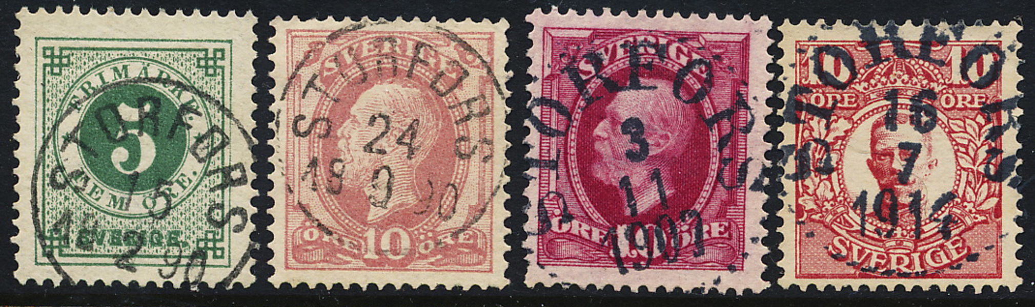 F43, 45, 54, 82 STORFORS i fyra praktstämplar