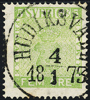 7f 5 öre Vapen ljust gulgrön HUDIKSVALL 4.1.1873