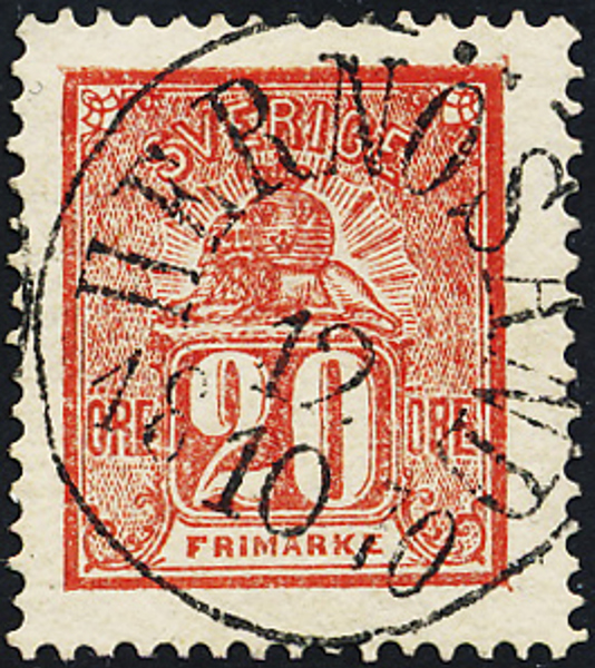 16d 20 öre tegelröd Liggande Lejon HERNÖSAND 12.10.1870