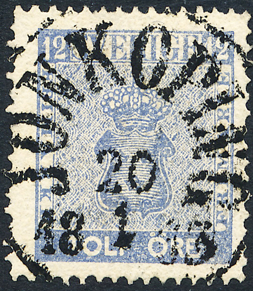 F9i  Vapen12 öre ultramarin JÖNKÖPING 20.1.1863  LYX 