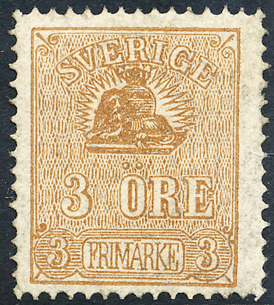 F14Bc2 Liggande Lejon typ 2 3 öre omgummerat ex