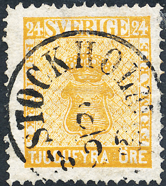 F10d1 Vapen 24 öre orange STOCKHOLM 6.9.186x 