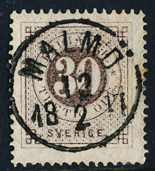 F25 MALMÖ 12.2.1877 Prakt/Lyxstämpl