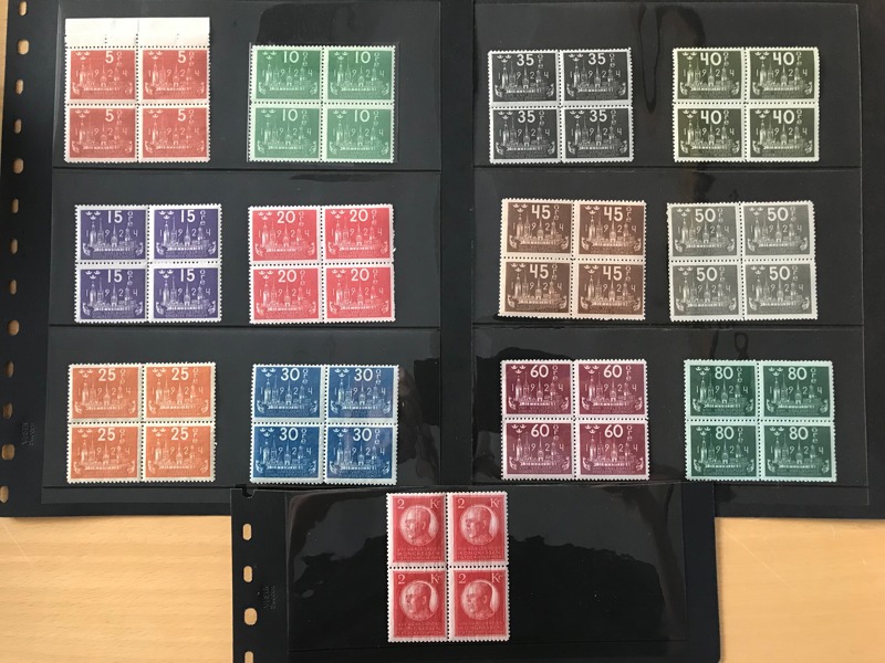 KONGRESSEN Postfriska 4-block 5 öre till 80 öre samt 2 kr