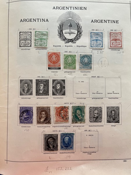 SYDAMERIKA från landet början till 1926, stpl/ostämplat i äldre Scahubek album.