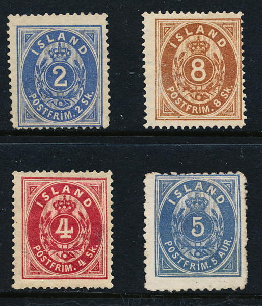 ISLAND Lot med fyra bättre ostämplade märken, F1, F2, F3 och F23