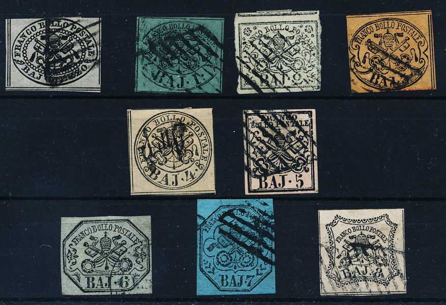 ROMERSKA STATER Kirchenstaat Mi 1-9 stämplad serie