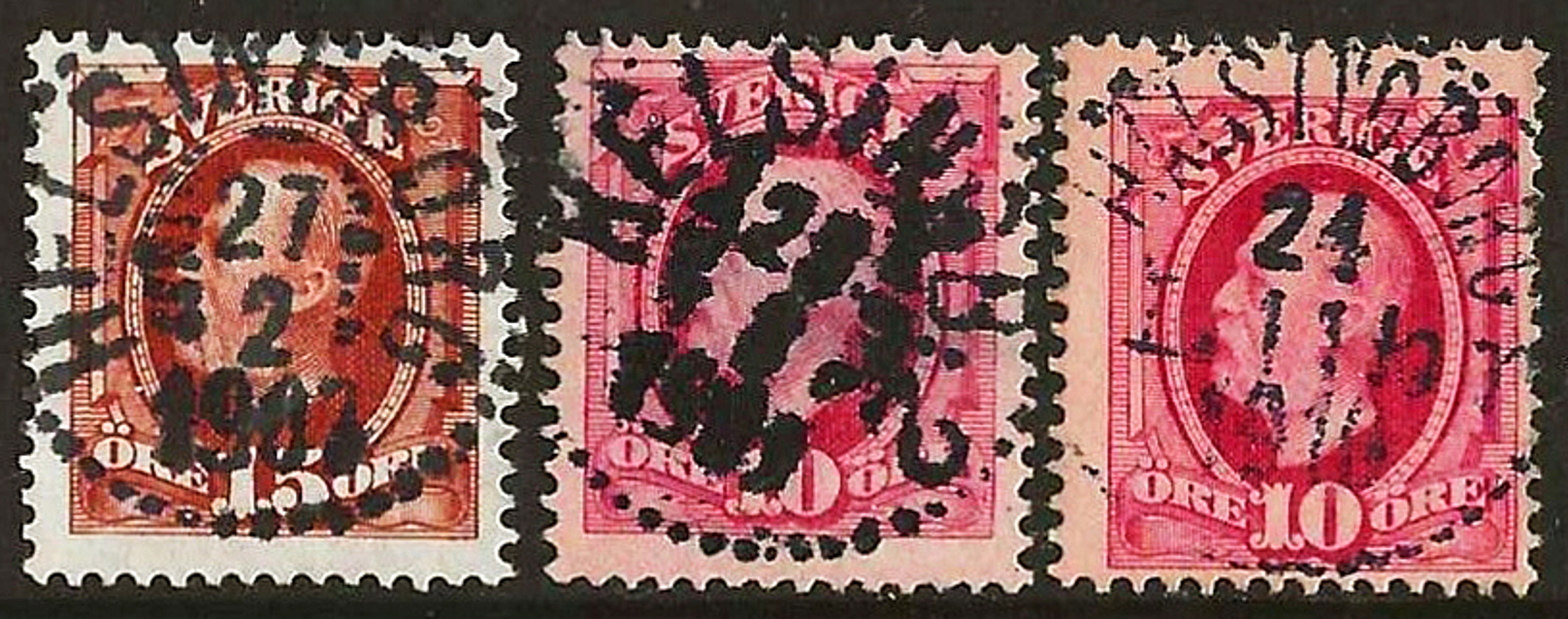 55 HELSINGBORG 27.2.1907, HELSINGB: 2 28.8.190x, HÄLSNINGBORG Lbr 24.11.1910