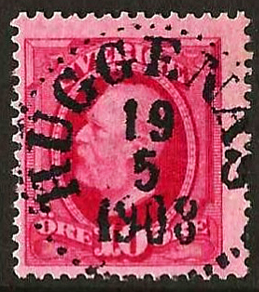 54 HUGGENÄS 19.5.1908 Prakt Postal 100