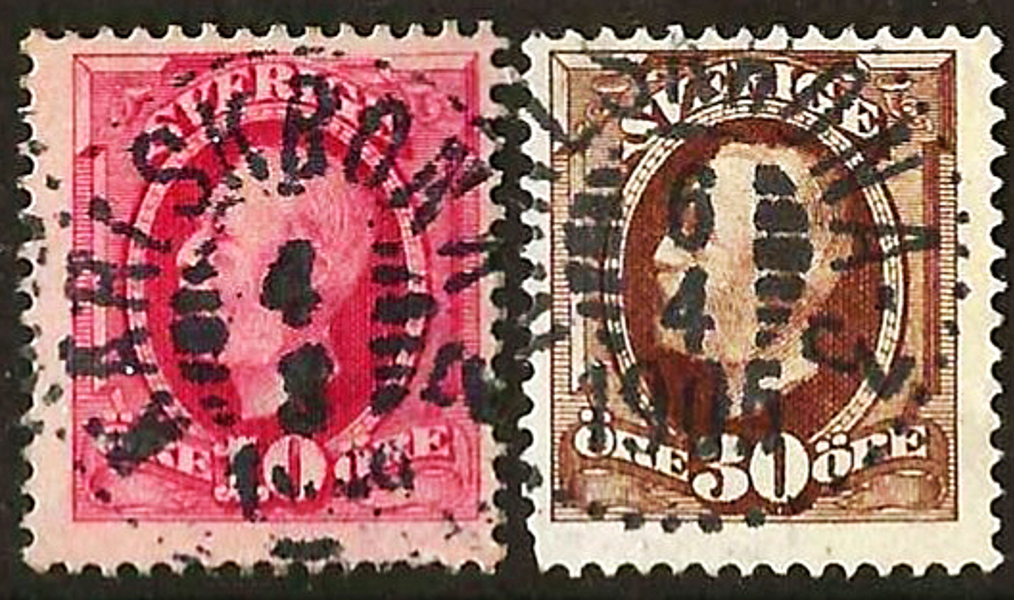 54 KARLSKRONA2 4.3.1909 och 58 KARLSKRONA 3 6.4.1905 Postal 75+75