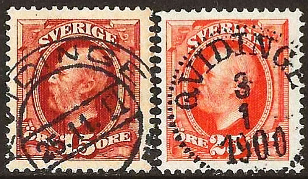 55 KVIDINGE 25.11.11 och QVIDINGE 3.1.1900   Postal 1500+40