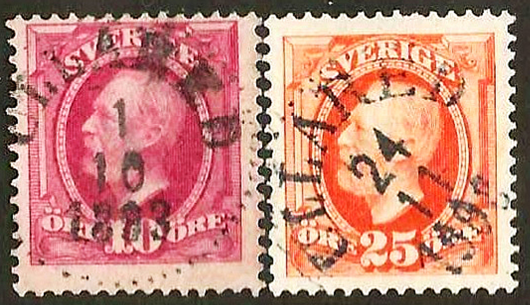 54 ULLARED 1.10.1893 & 57 ULLARED 24.11.1908 Postal 75+250