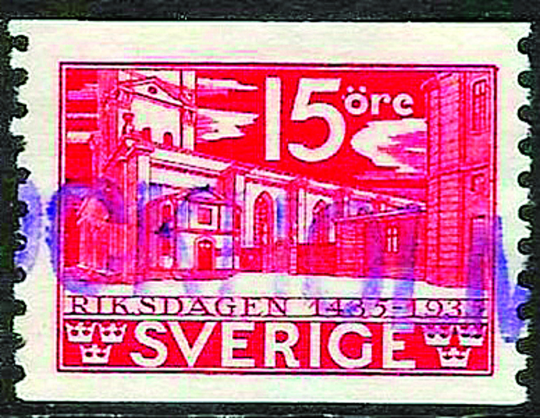 242A STOCKHOLM med violett rak expeditionsstämpel