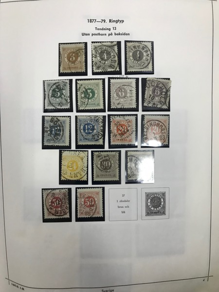 SVERIGE. Enkel samling stämplat i fickor på Facit förtrycksblad 12 öre Vapen - 1977