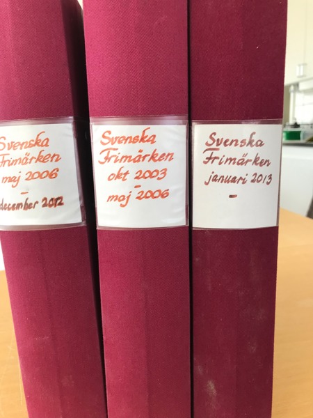 NOMINAL i tre kontorspärmar 2003- 2013, totalt frankeringsvärde idag ca 12870