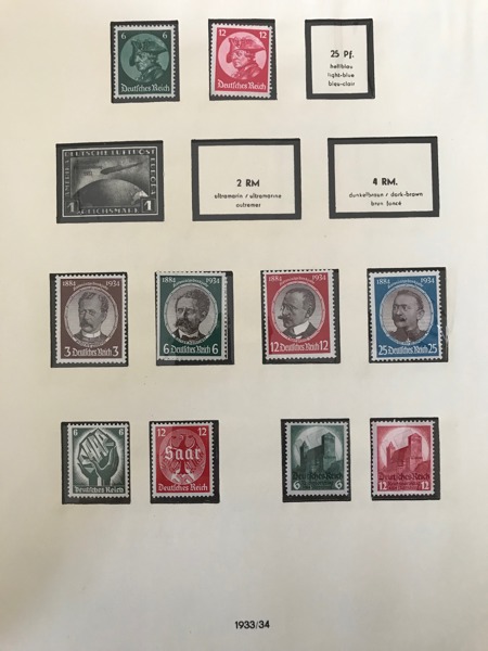 RIKET. Samling Postfriskt 1933 - 1943 i Lindner med fickor