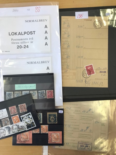 Parti stämplar bl.a. 3 st olika E-journal, Järnvägspost och militär